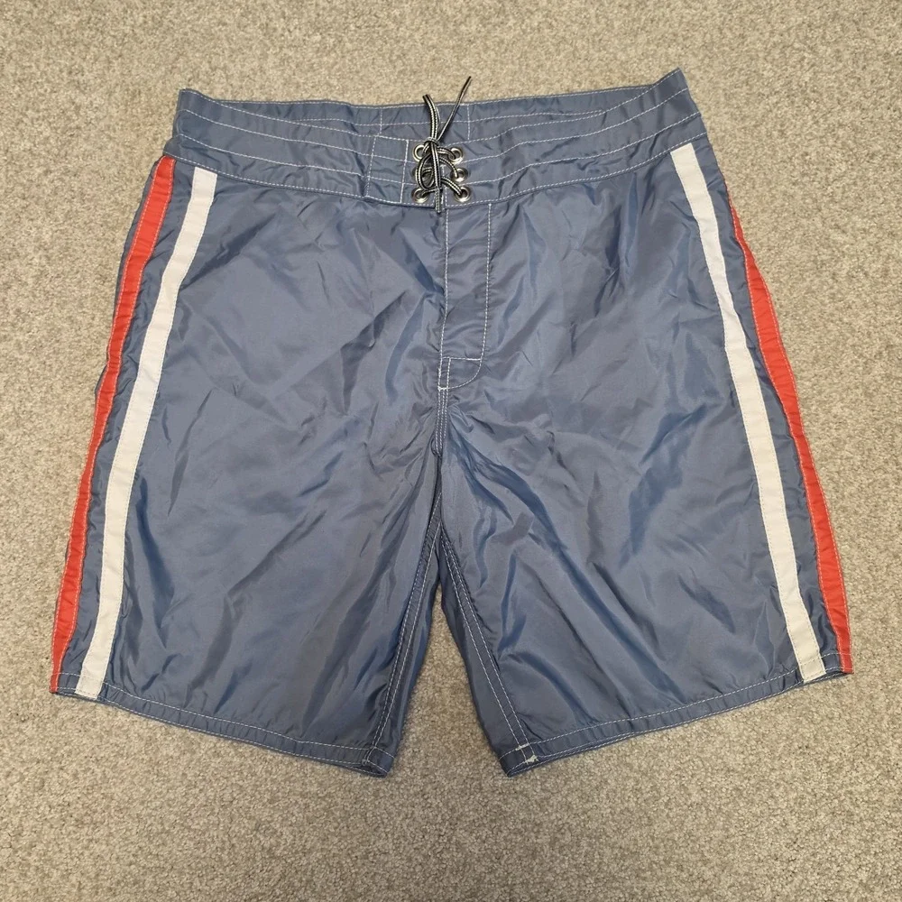 Birdwell Beach Britches 311 Board Shorts Mens 31 Blue Red White USA Made Surf